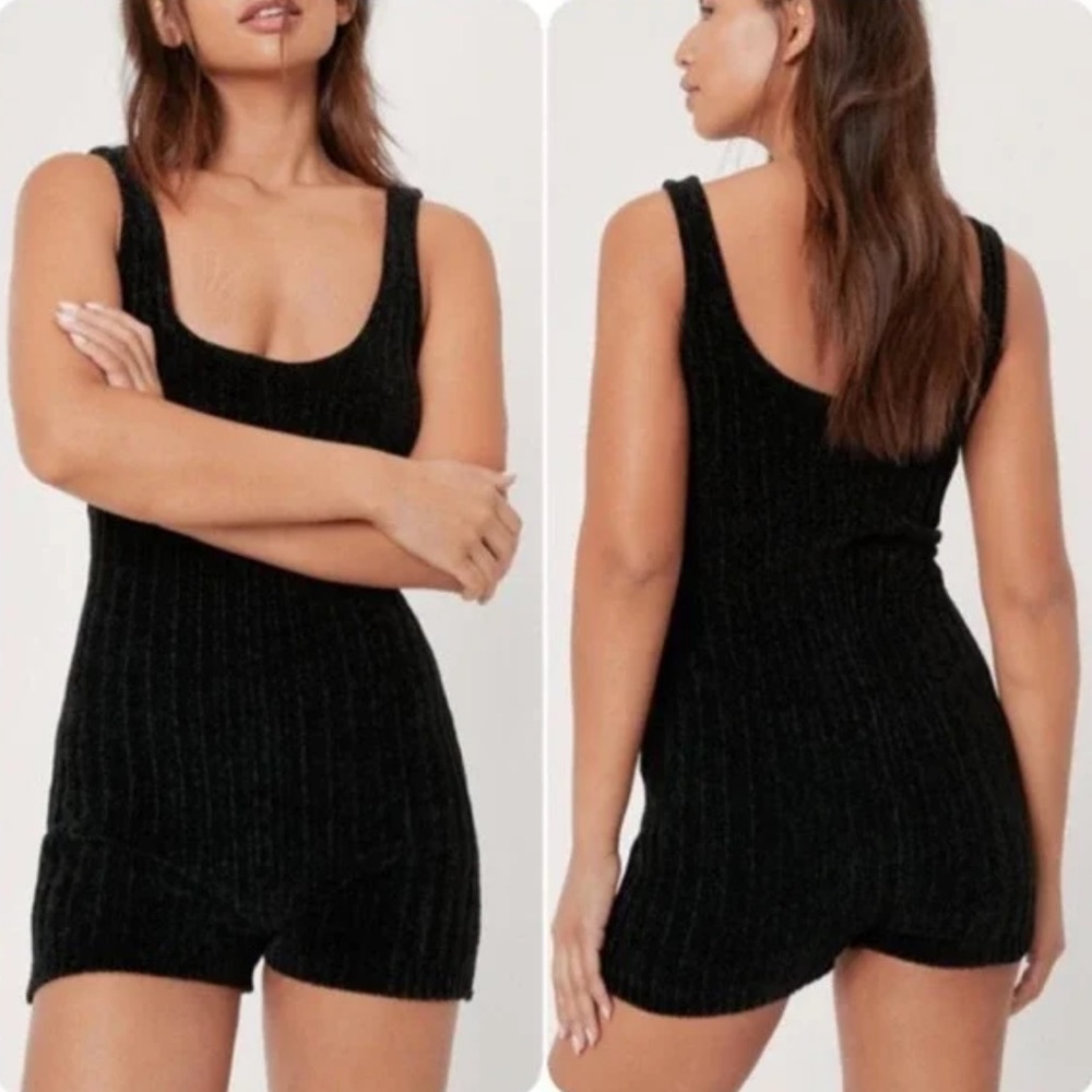 NASTY GAL COLLECTION Black Ribbed Playsuit Romper size 10 - Picture 7 of 7